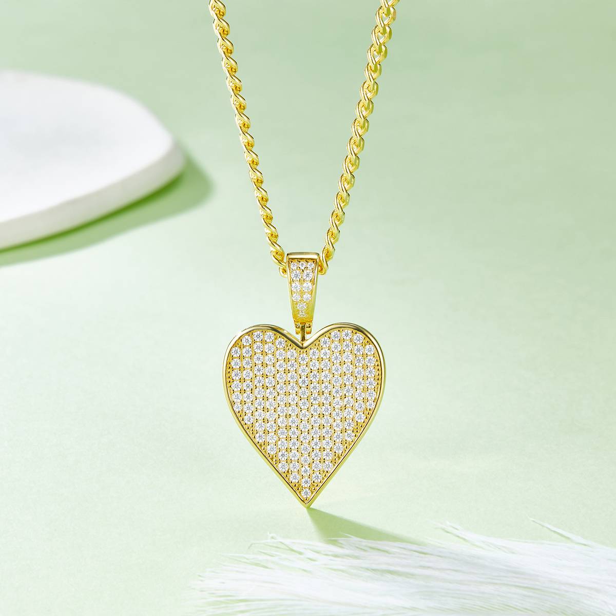 红桃嘻哈项链S925银吊坠莫桑钻厘石D级1.2CT